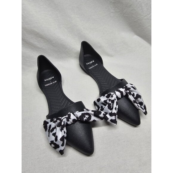 Native Beth Richards Audrey Bow Flats Pointed Toe Slip On Rubber Black Size 8 - Picture 9 of 9
